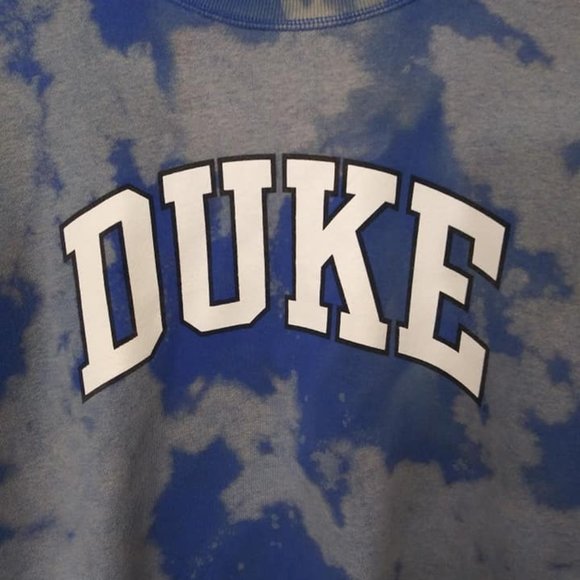 Upcycled Bleached Tye Dye Blue Duke Sweatshirt M - Picture 2 of 7